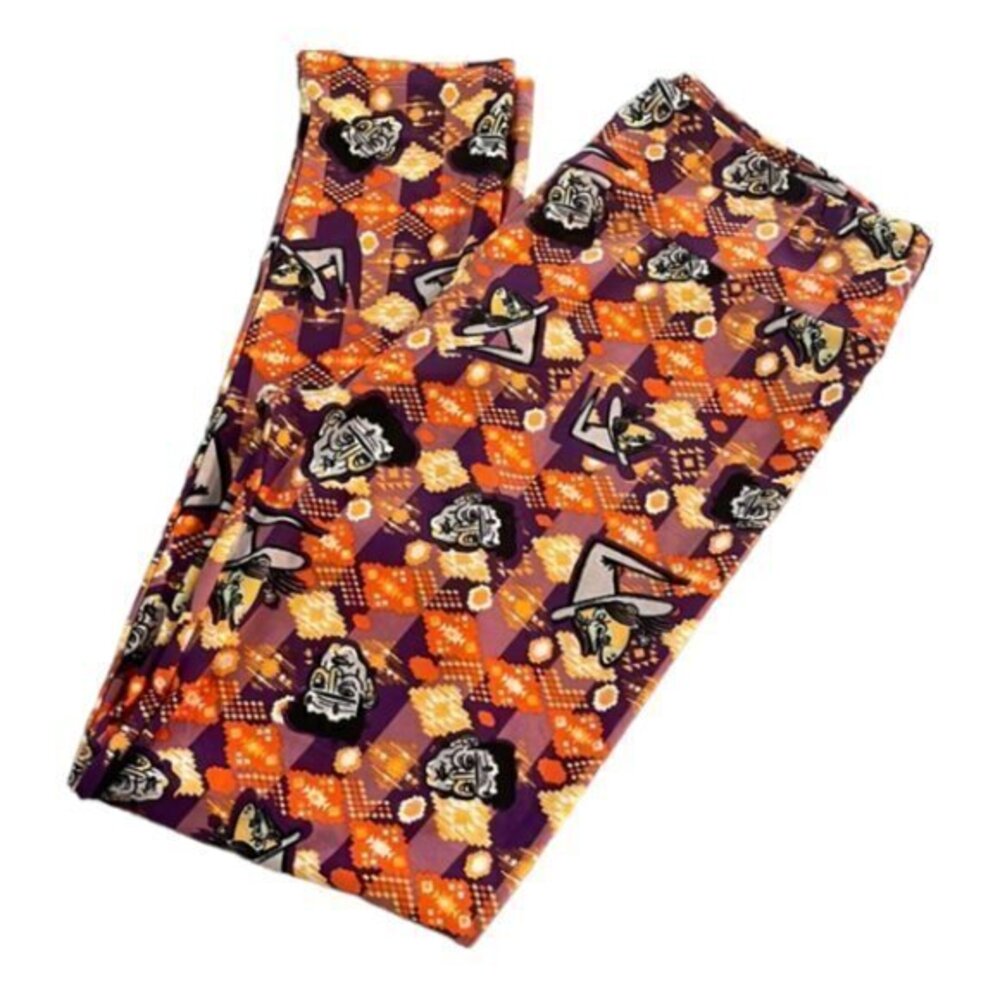 Women's Lularoe Halloween Buttery Yoga Band Leggings EUC Size T/C GUC #6323